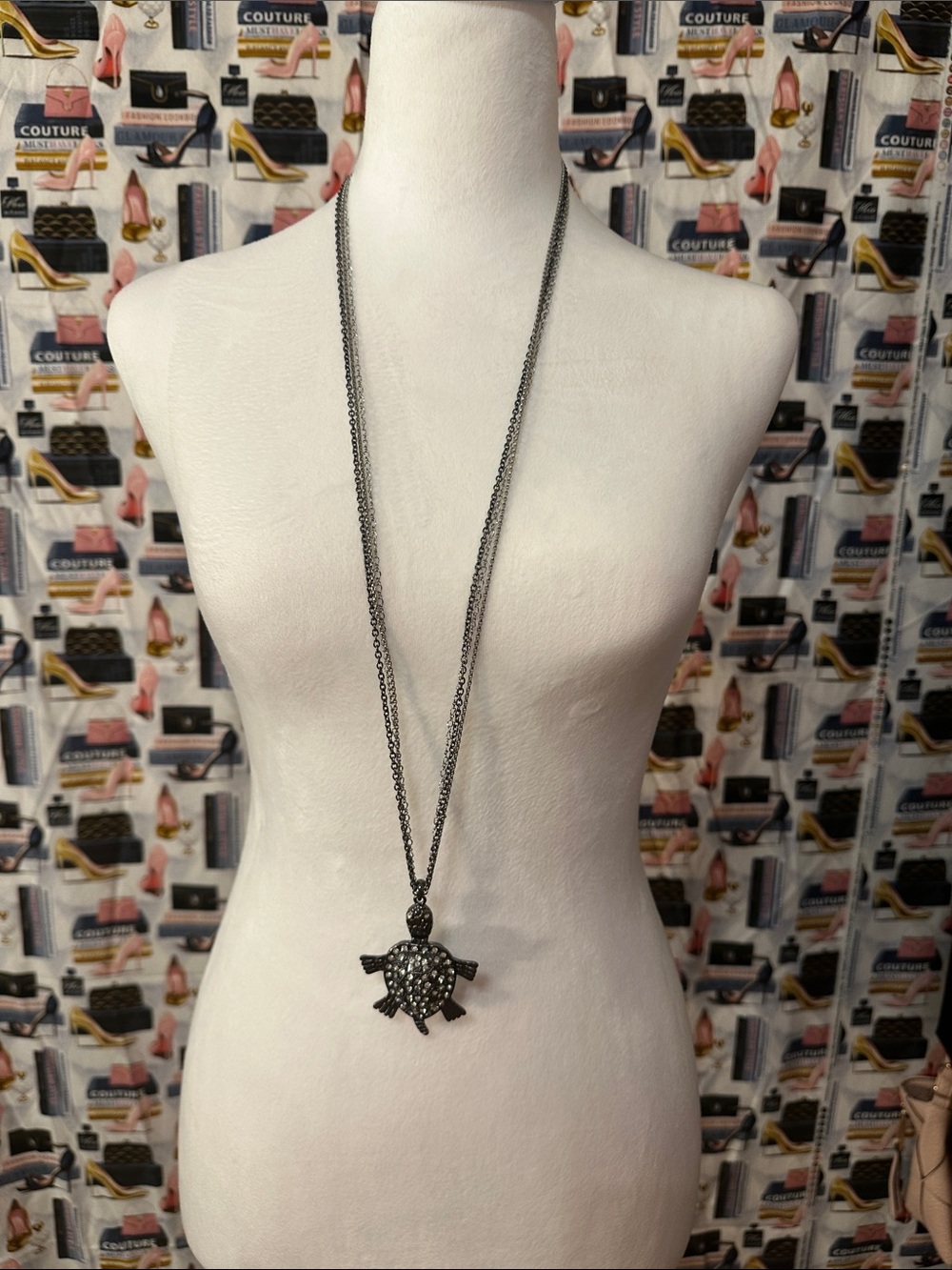 Chico's Gunmetal Turtle Pendant Necklace